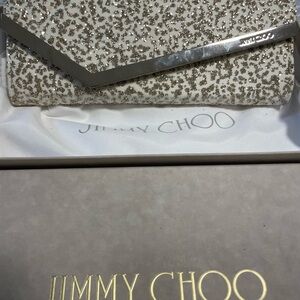 Jimmy Choo Emmie Glittering Silver Clutch